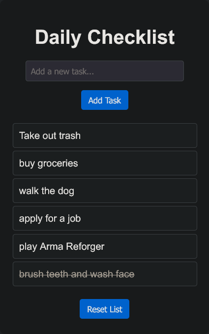 Daily Checklist screenshot
