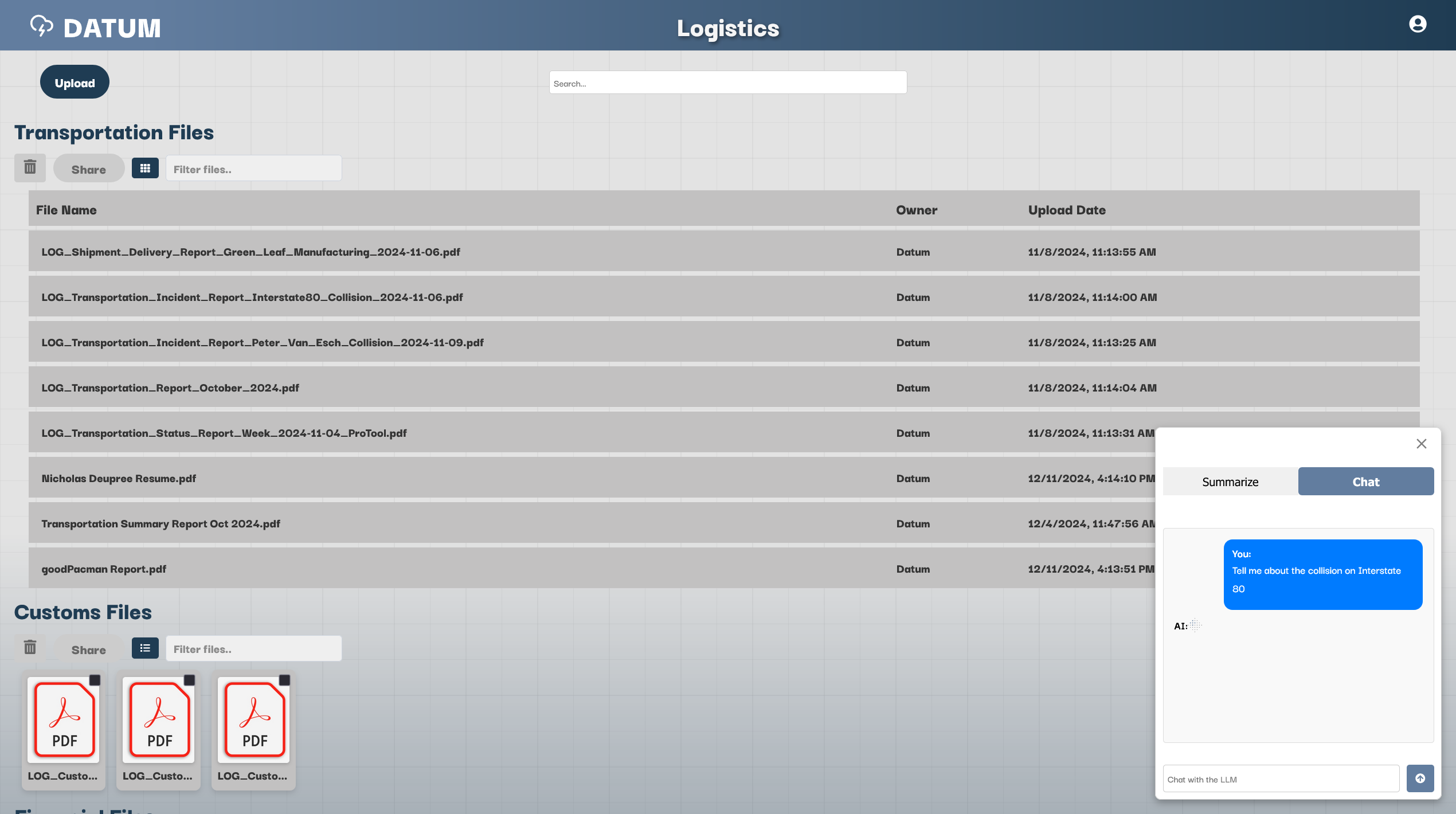 Datum screenshot